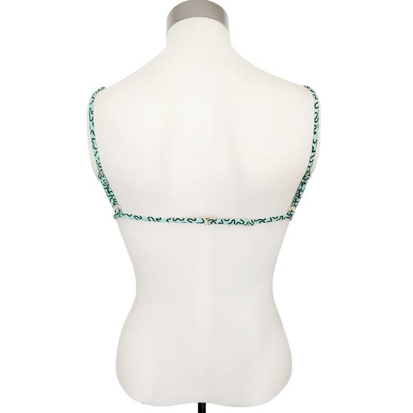 FISCH Coco Net Sustain coral print sea green triangle swim bikini top Size Small - Picture 3 of 6